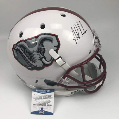 Autographed/Signed Nick Saban Alabama Crimson Tide Alternate Full Size FS F/S Replica College Football Helmet JSA COA