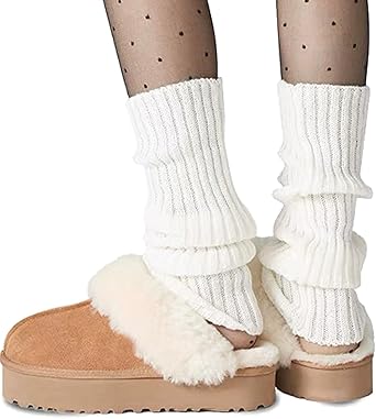 Ribbed Knitted Leg Warmers for Women Girls 80s Retro Winter Short Slouch Knee High Leg Socks For Yoga Ballet Dance