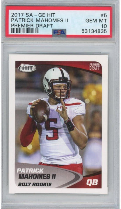 Graded 2017 Sage SA-GE Hit Premier Draft Patrick Mahomes II #5 Rookie RC Football Card PSA 10 Gem Mint