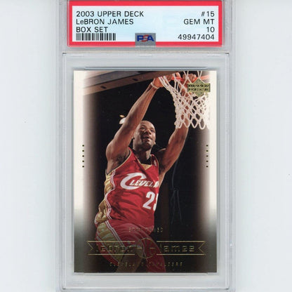 Graded 2003-04 Upper Deck LeBron James #15 Box Set Rookie RC Basketball Card PSA 10 Gem Mint