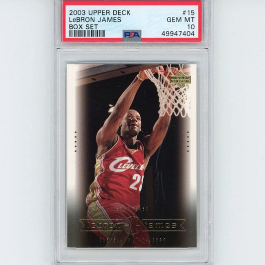 Graded 2003-04 Upper Deck LeBron James #15 Box Set Rookie RC Basketball Card PSA 10 Gem Mint