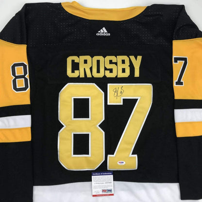 Autographed/Signed Sidney Crosby Pittsburgh Black Hockey Jersey PSA/DNA COA
