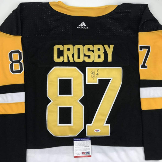 Autographed/Signed Sidney Crosby Pittsburgh Black Hockey Jersey PSA/DNA COA