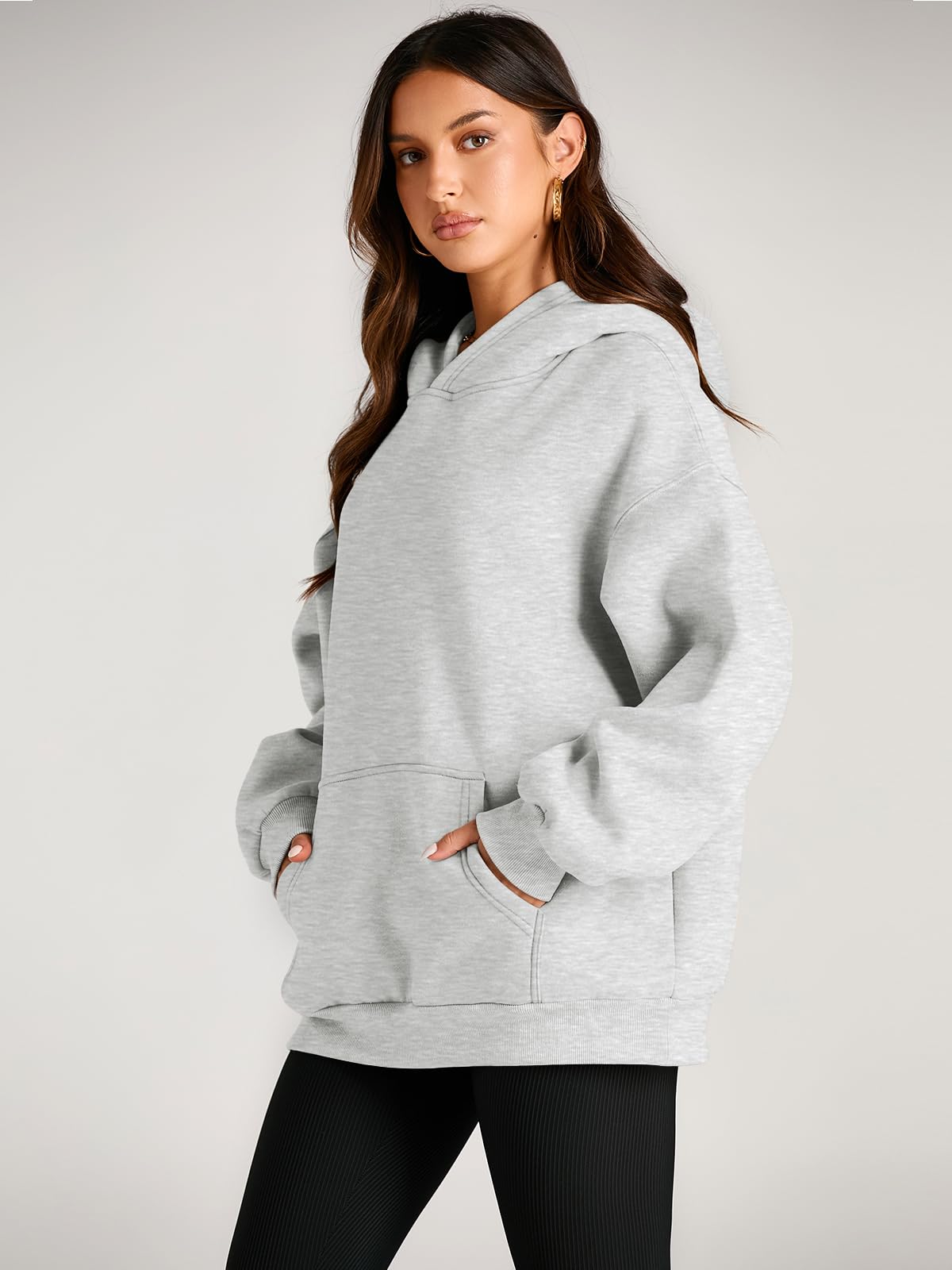 Trendy Queen Hoodies for Women Oversized Sweatshirts Cute Long Sleeve Shirts Sweaters Fleece Loose Fit Casual Pullover Fall Clothes Winter Outfits Y2k Fashion 2023 Grey