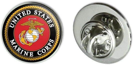 Marines USMC Emblem Black Yellow Red Officially Licensed Metal 0.75" Lapel Hat Pin Tie Tack Pinback
