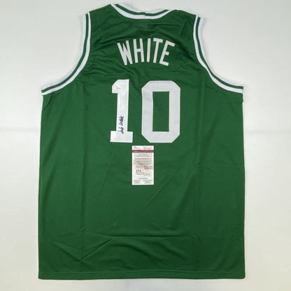 Autographed/Signed Jo Jo JoJo White Boston Green Basketball Jersey JSA COA