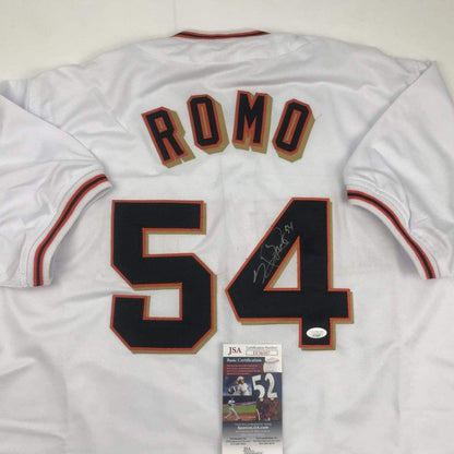 Autographed/Signed Sergio Romo San Francisco White Baseball Jersey JSA COA