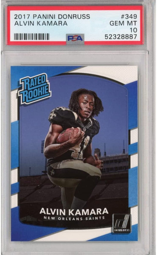 Graded 2017 Panini Donruss Alvin Kamara #349 Rookie RC Football Card PSA 10 Gem Mint