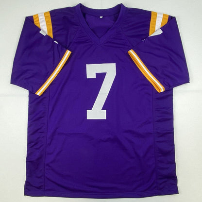 Autographed/Signed Leonard Fournette LSU Purple College Football Jersey JSA COA