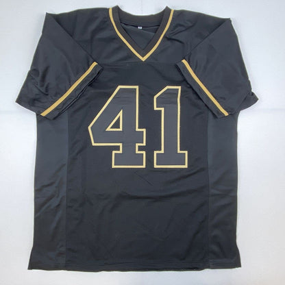 Autographed/Signed Alvin Kamara New Orleans Blackout Football Jersey Beckett BAS COA