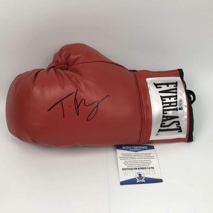 Autographed/Signed Tyson Fury Red Everlast Boxing Glove Beckett BAS COA Auto