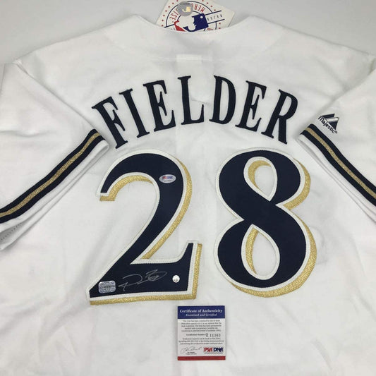 Autographed/Signed Prince Fielder Milwaukee White Baseball Jersey PSA/DNA COA