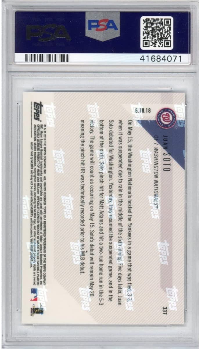 Graded 2018 Topps Now Juan Soto #337 Rookie RC Baseball Card PSA 10 Gem Mint