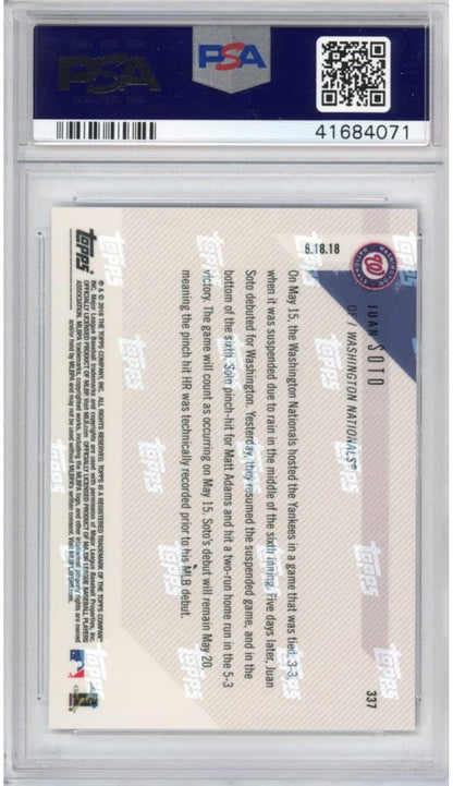 Graded 2018 Topps Now Juan Soto #337 Rookie RC Baseball Card PSA 10 Gem Mint