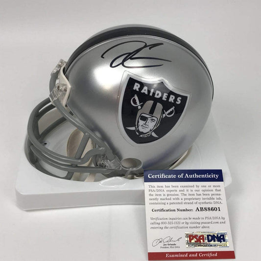 Autographed/Signed Derek Carr Oakland Raiders Football Mini Helmet PSA/DNA COA