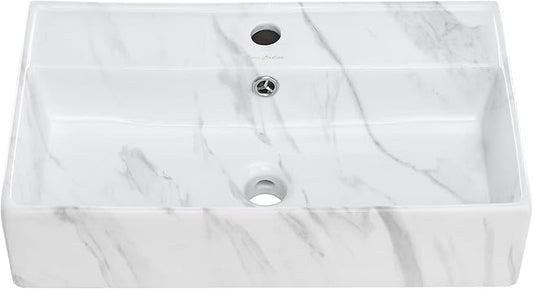Claire 22_„� Rectangle Wall-Mount Bathroom Sink in White Marble
