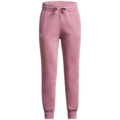 Under Armour Girls' Standard Rival Fleece Joggers, (697) Pink Elixir / / White, X-Large
