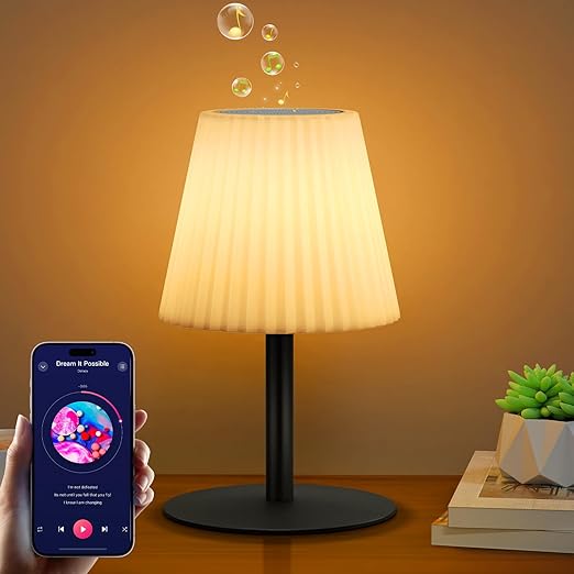 Shower Lamp with Speaker Cordless Outdoor Speaker Table Lamp with RGB Lights, USB Rechargeable Portable IP44 Water-Resistant for Outdoor & Indoor, Suitable for Bathroom Patio Garden and Party