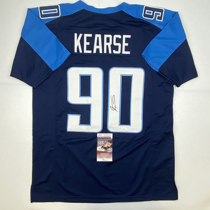 Autographed/Signed Jevon Kearse Tennessee Dark Blue Football Jersey JSA COA