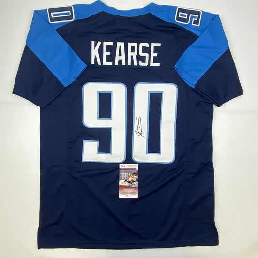 Autographed/Signed Jevon Kearse Tennessee Dark Blue Football Jersey JSA COA