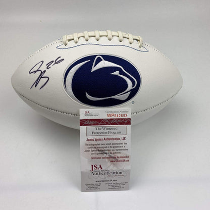 Autographed/Signed Saquon Barkley Penn State Nittany Lions Full Size White Panel Logo Football JSA COA