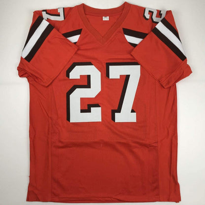 Autographed/Signed Kareem Hunt Cleveland Orange Football Jersey JSA COA