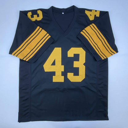 Autographed/Signed Troy Polamalu Pittsburgh Color Rush Football Jersey Beckett BAS COA