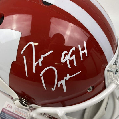 Autographed/Signed Ron Dayne 99 H Wisconsin Badgers Full Size FS F/S Replica College Football Helmet JSA COA