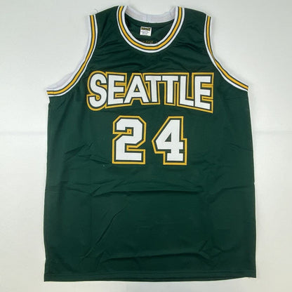 Autographed/Signed Spencer Haywood HOF 15 Seattle Green Basketball Jersey JSA COA