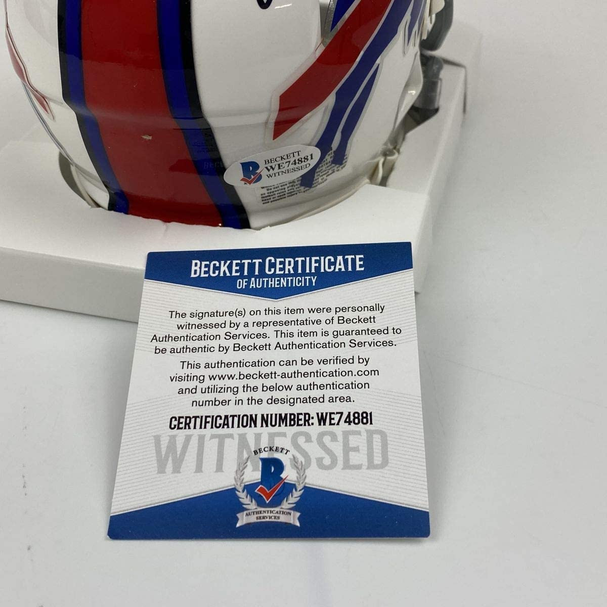 Autographed/Signed Josh Allen Buffalo Bills Mini Football Helmet Beckett BAS COA