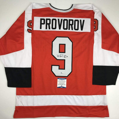 Autographed/Signed Ivan Provorov Philadelphia Orange Hockey Jersey Beckett BAS COA