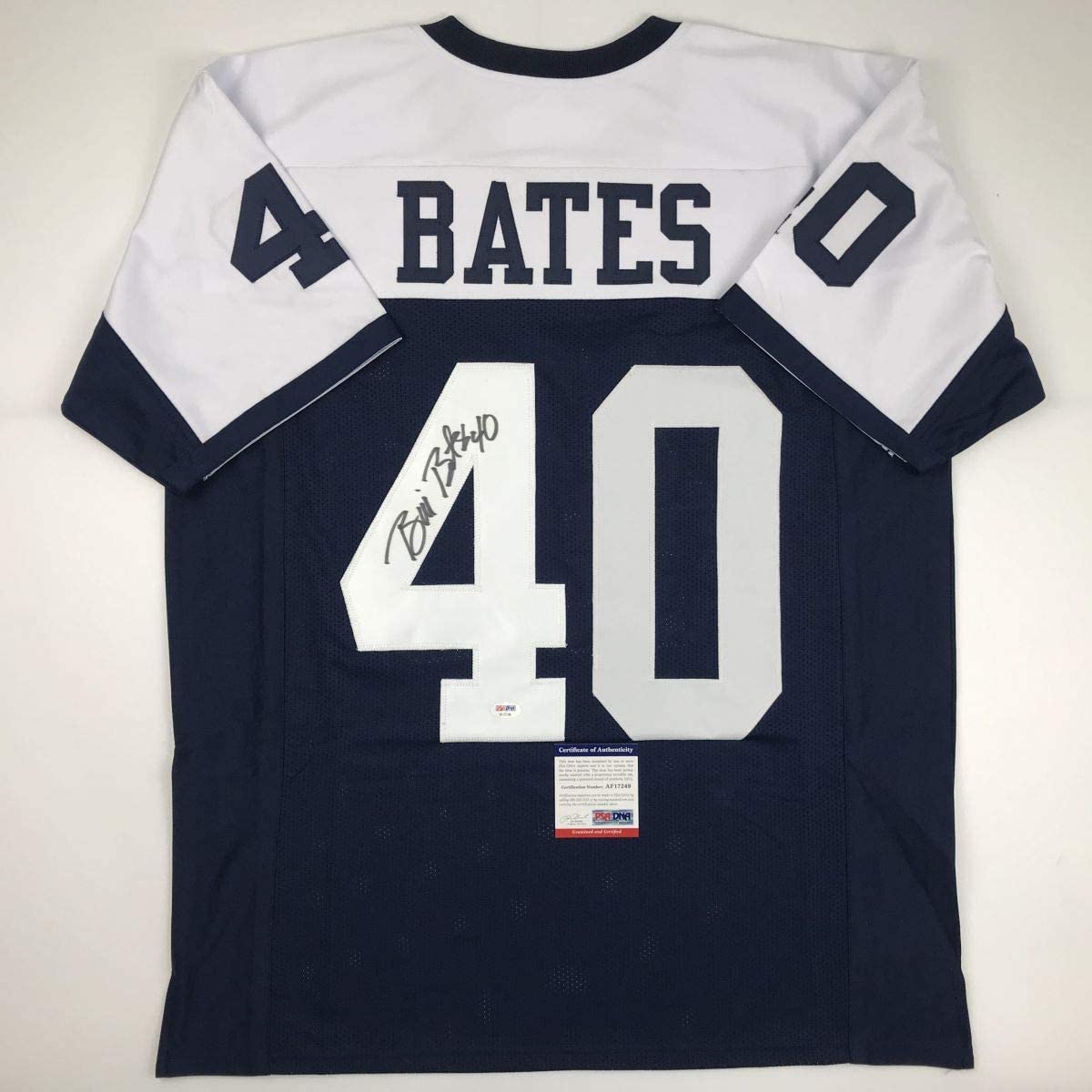 Autographed/Signed Bill Bates Dallas Thanksgiving Day Football Jersey PSA/DNA COA