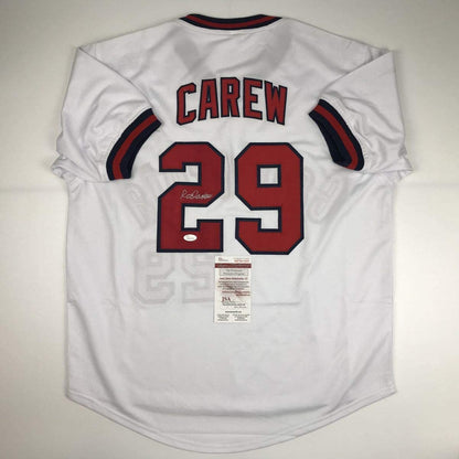 Autographed/Signed Rod Carew California White Baseball Jersey JSA COA