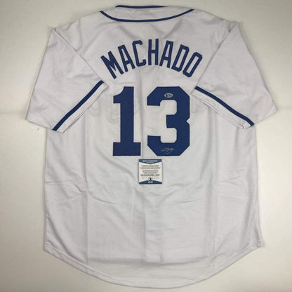 Autographed/Signed Manny Machado San Diego White Baseball Jersey Beckett BAS COA