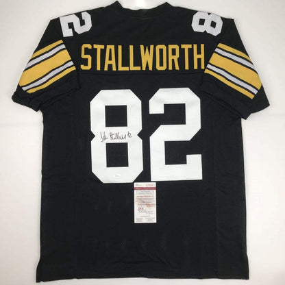 Autographed/Signed John Stallworth Pittsburgh Black Football Jersey JSA COA