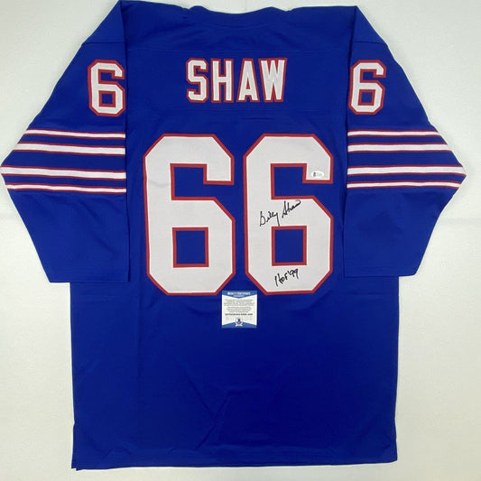 Autographed/Signed Billy Shaw HOF 99 Buffalo Blue Football Jersey Beckett BAS COA