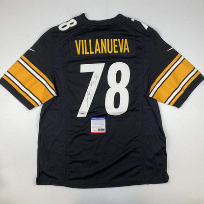Autographed/Signed Alejandro Villanueva Pittsburgh Black Football Jersey PSA/DNA COA