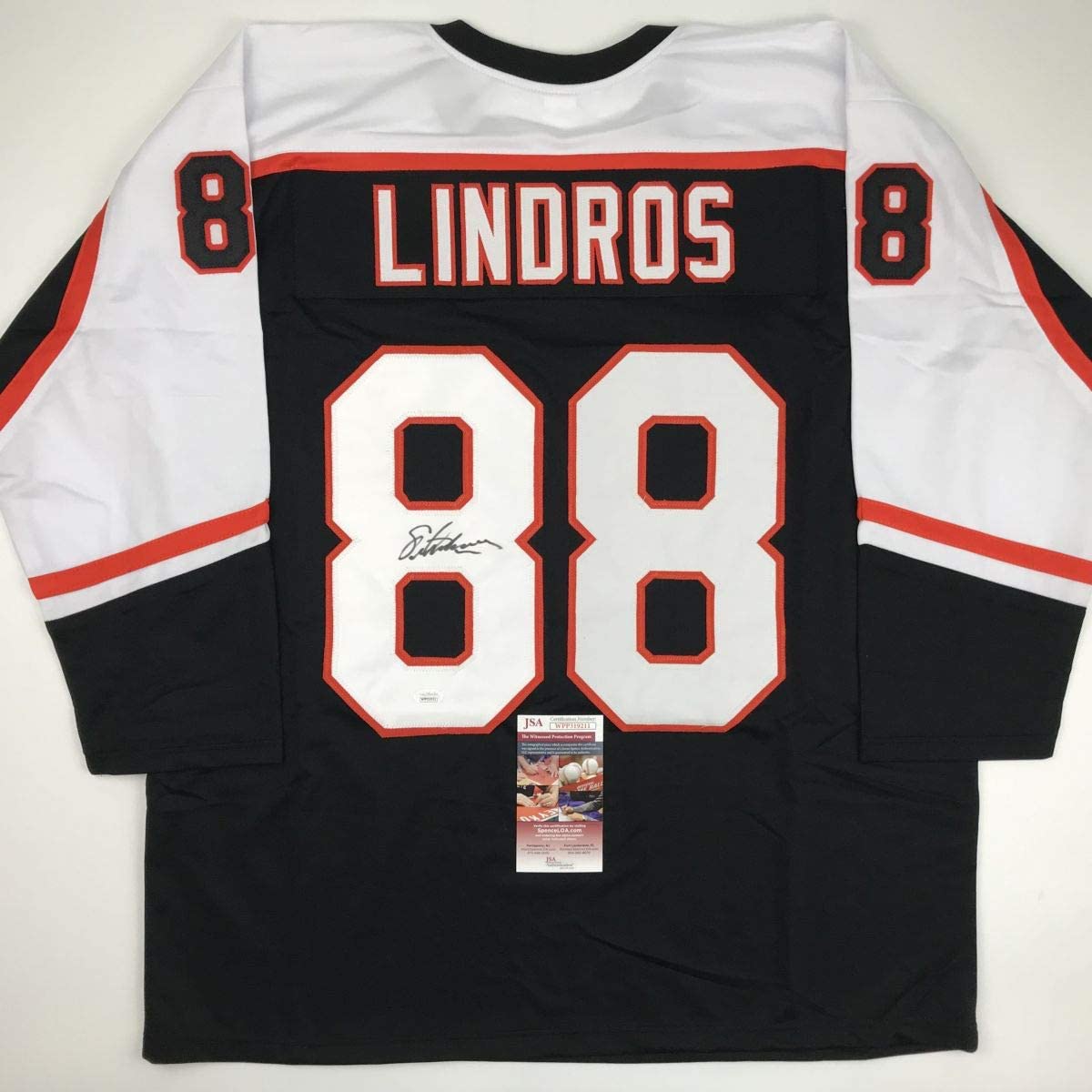 Autographed/Signed Eric Lindros Philadelphia Black Hockey Jersey JSA COA