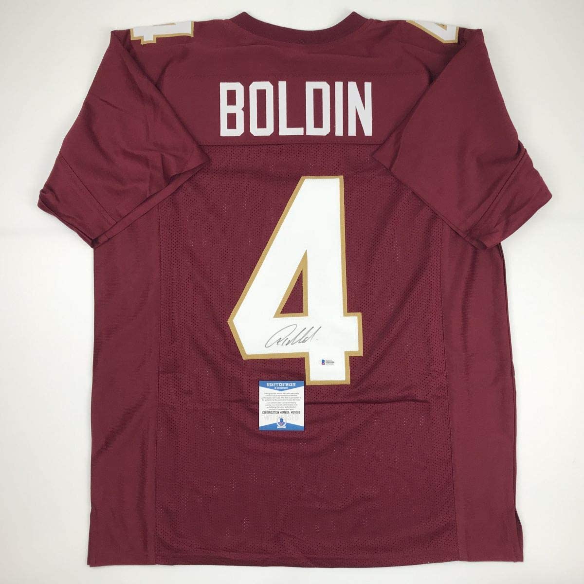 Autographed/Signed Anquan Boldin Florida State FSU Maroon College Football Jersey JSA COA