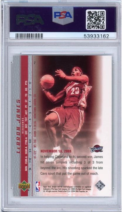 Graded 2003-04 Upper Deck UD LeBron James #7 Phenomenal Beginning Rookie RC Basketball Card PSA 10 Gem Mint
