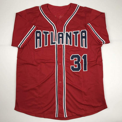 Autographed/Signed Greg Maddux Atlanta Red Baseball Jersey JSA COA