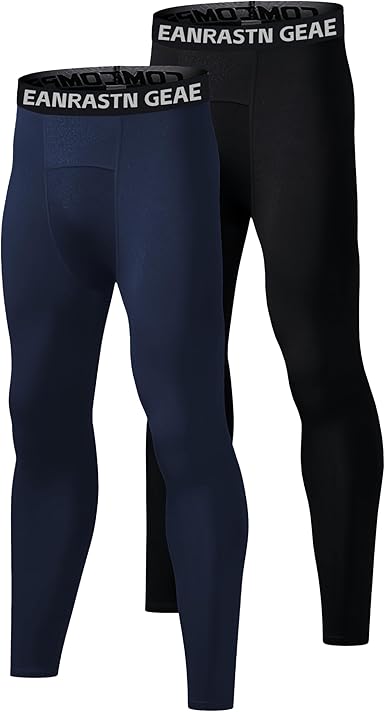 Youth Boys Compression Pants for Basketball Leggings Sports Tights Kids Athletic Soccer Base Layer 2 Pack