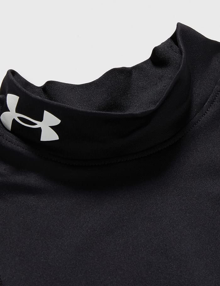 Under Armour Boys' HeatGear Armour Mock Long Sleeve, Black (001)/White, Youth Large