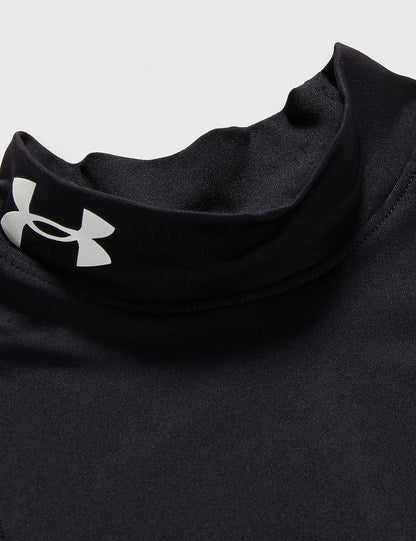 Under Armour Boys' HeatGear Armour Mock Long Sleeve, Black (001)/White, Youth Large