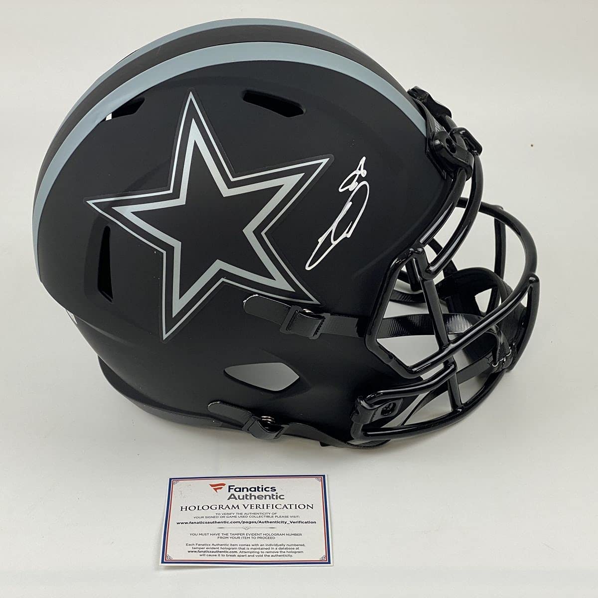Autographed/Signed CeeDee Lamb Eclipse Dallas Cowboys Full Size FS F/S Replica Football Helmet Fanatics COA