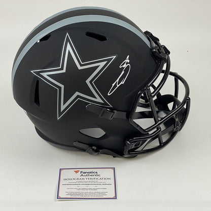 Autographed/Signed CeeDee Lamb Eclipse Dallas Cowboys Full Size FS F/S Replica Football Helmet Fanatics COA