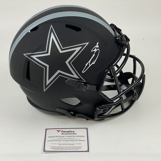Autographed/Signed CeeDee Lamb Eclipse Dallas Cowboys Full Size FS F/S Replica Football Helmet Fanatics COA
