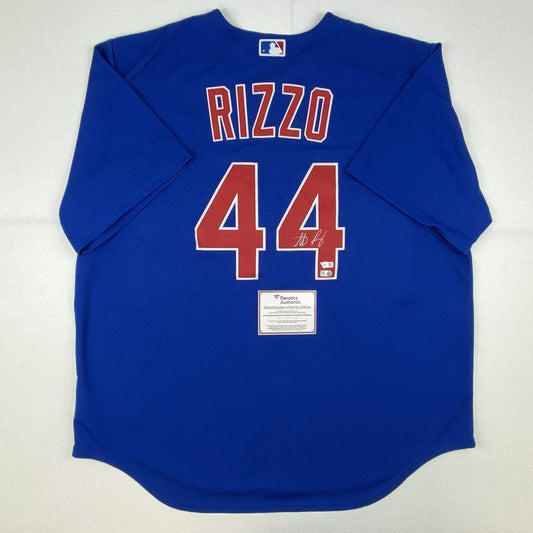 Autographed/Signed Anthony Rizzo Chicago Cubs Blue Authentic Nike Baseball Jersey Fanatics COA
