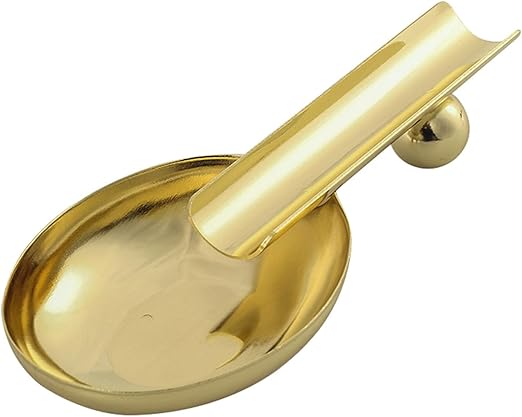 Cigar Ashtray Portable Travel Cigar Ashtrays Creative Stainless Steel Spoon Ashtrays for Gift Home Office (Gold)