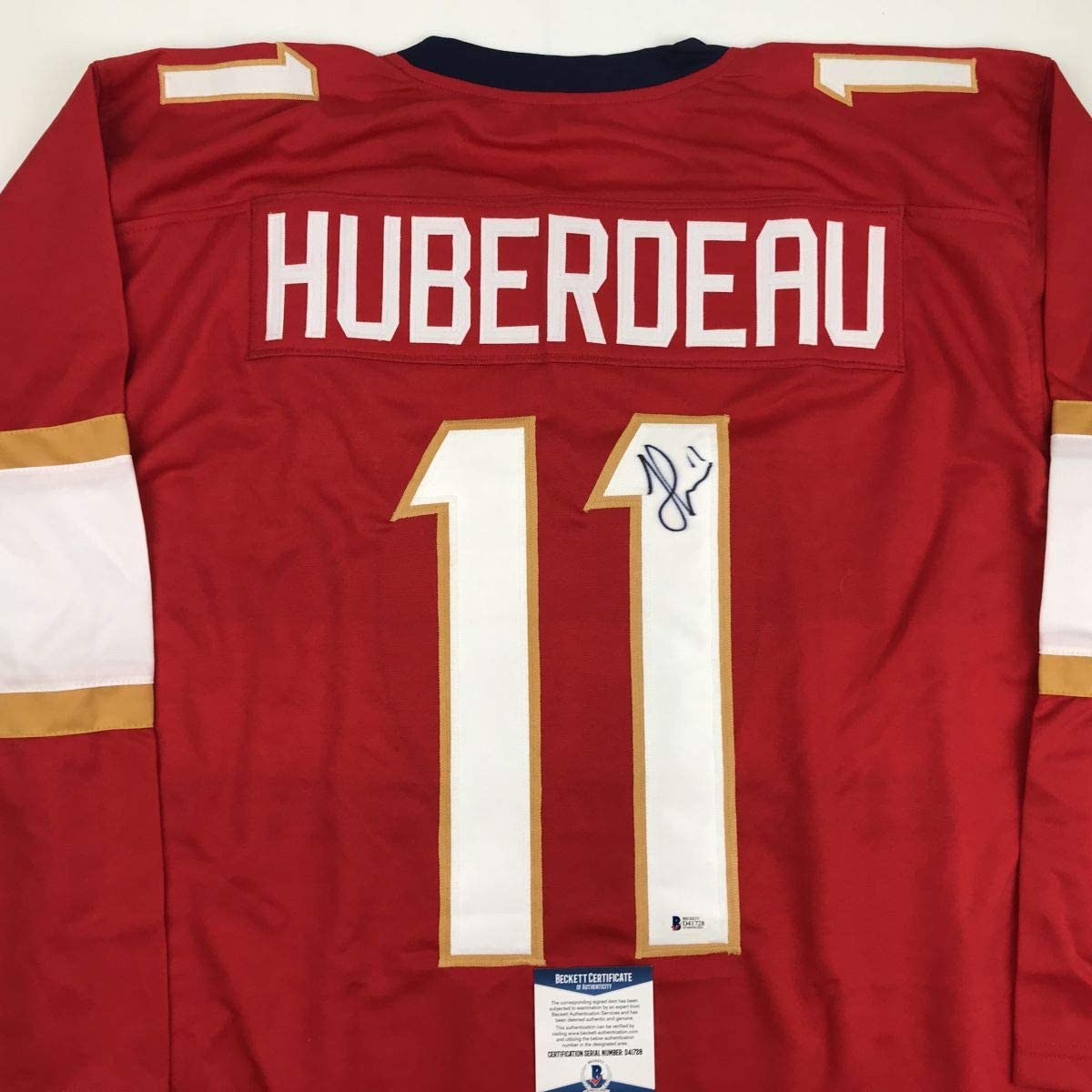 Autographed/Signed Jonathan Huberdeau Florida Red Hockey Jersey Beckett BAS COA